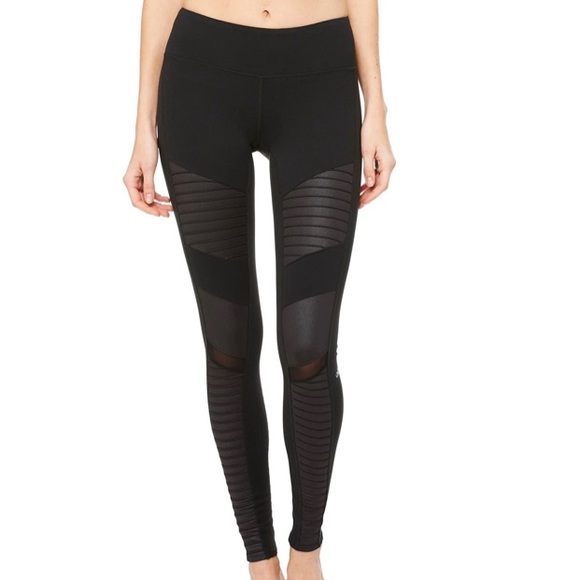 ALO Yoga Pants - ALO Yoga Moto Leggings Black Regular Waist L